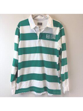 Cornerstore Bodega Men Rugby Stripe Y2K Polo Small Green White Smiley Retro Hype